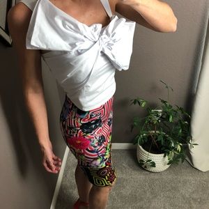 Free Press White Bow Shirt- XS